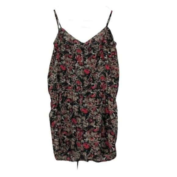 UO Kimchi Blue romper red tan abstract print ruffle neck  spaghetti straps XS - Picture 3 of 15